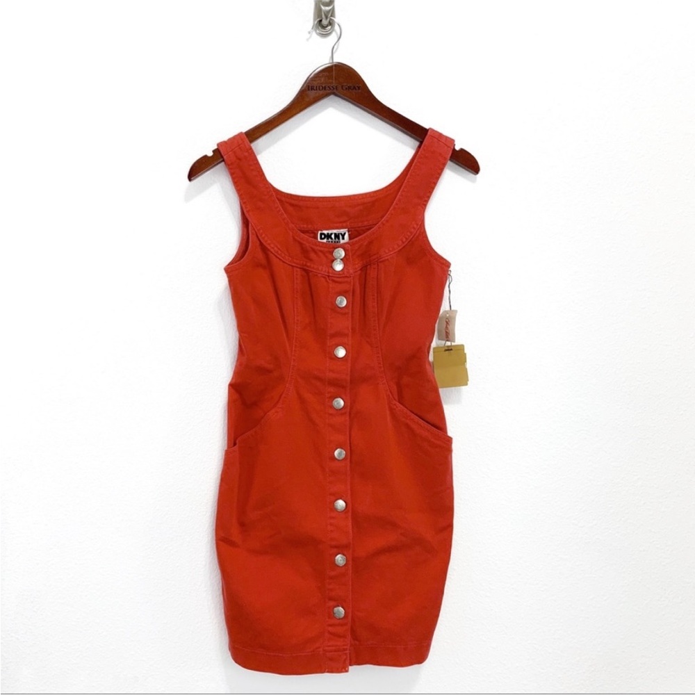 DKNY- Vintage Red Denim Button Dress Size 2